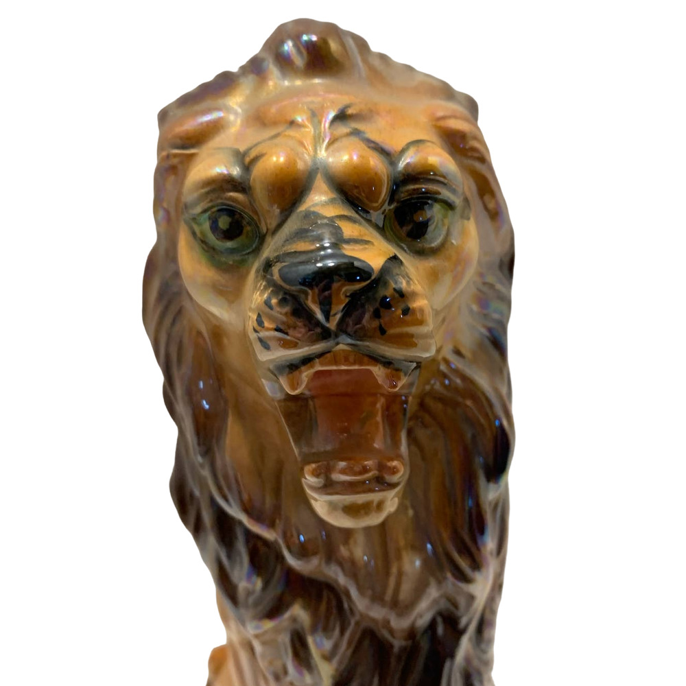Vintage Large Porcelain 14.5 Inch Tall  Lion Figurine